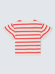 John Lewis Bonjour Stripe T-Shirt, Cayenne