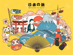 관광 명소와 일본의 관광 포스터 디자인 - 상단 지역 일본 일본 여행 ...